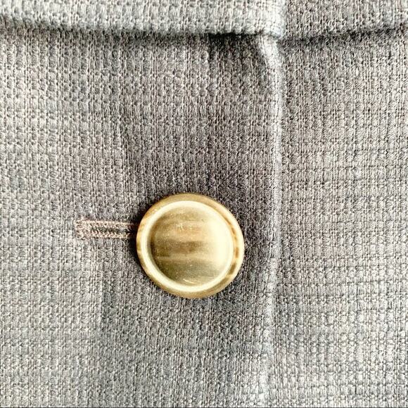 J. Crew Cropped Cotton Hemp Blend Jacket 3/4 Sleeve Navy Buttons Structured 0 - Picture 2 of 5